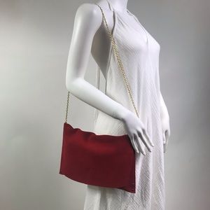 😍 Royal Red Suede Clutch Bag w/ Gold Hardware